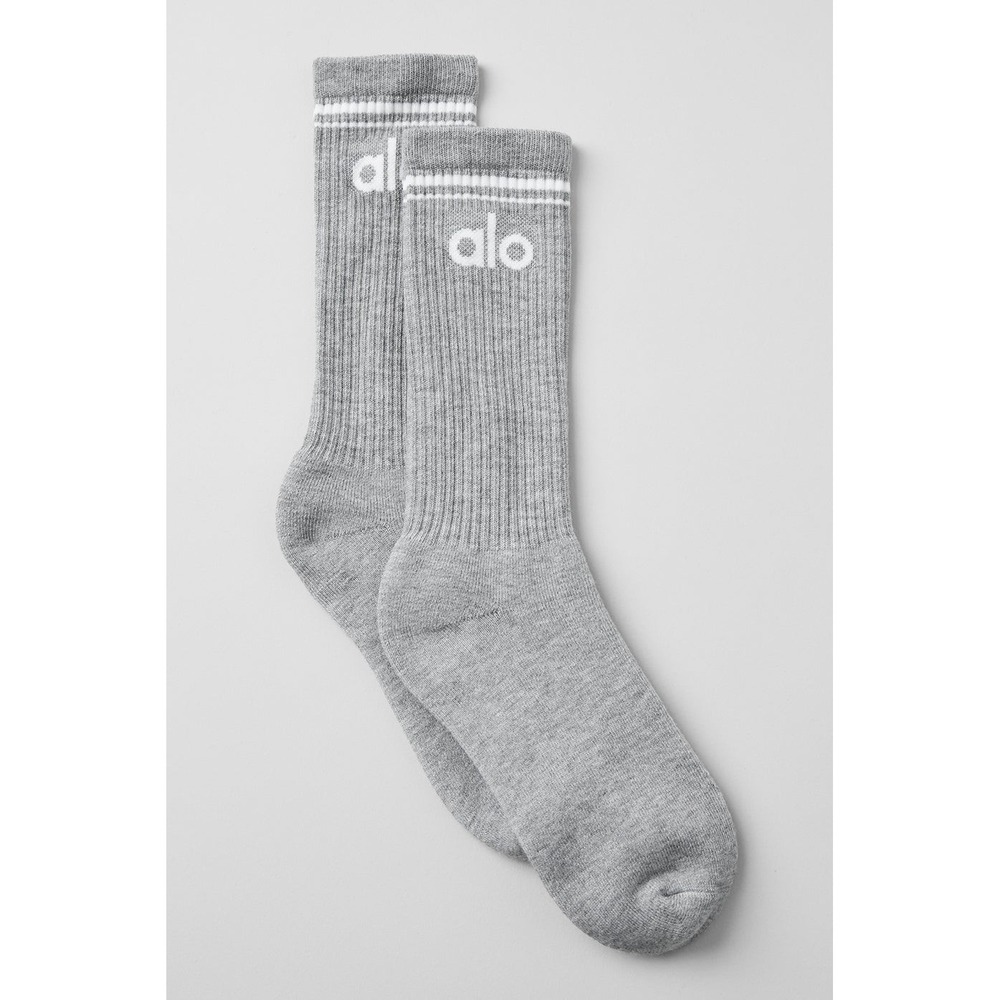 ALO Yoga Throwback Sock Unisex‎ M Athletic Heather Grey/White New Retro Casual